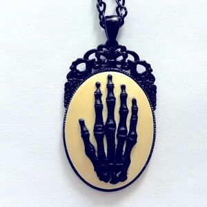 Skeleton Hand Cameo Necklace, Handmade, NWT